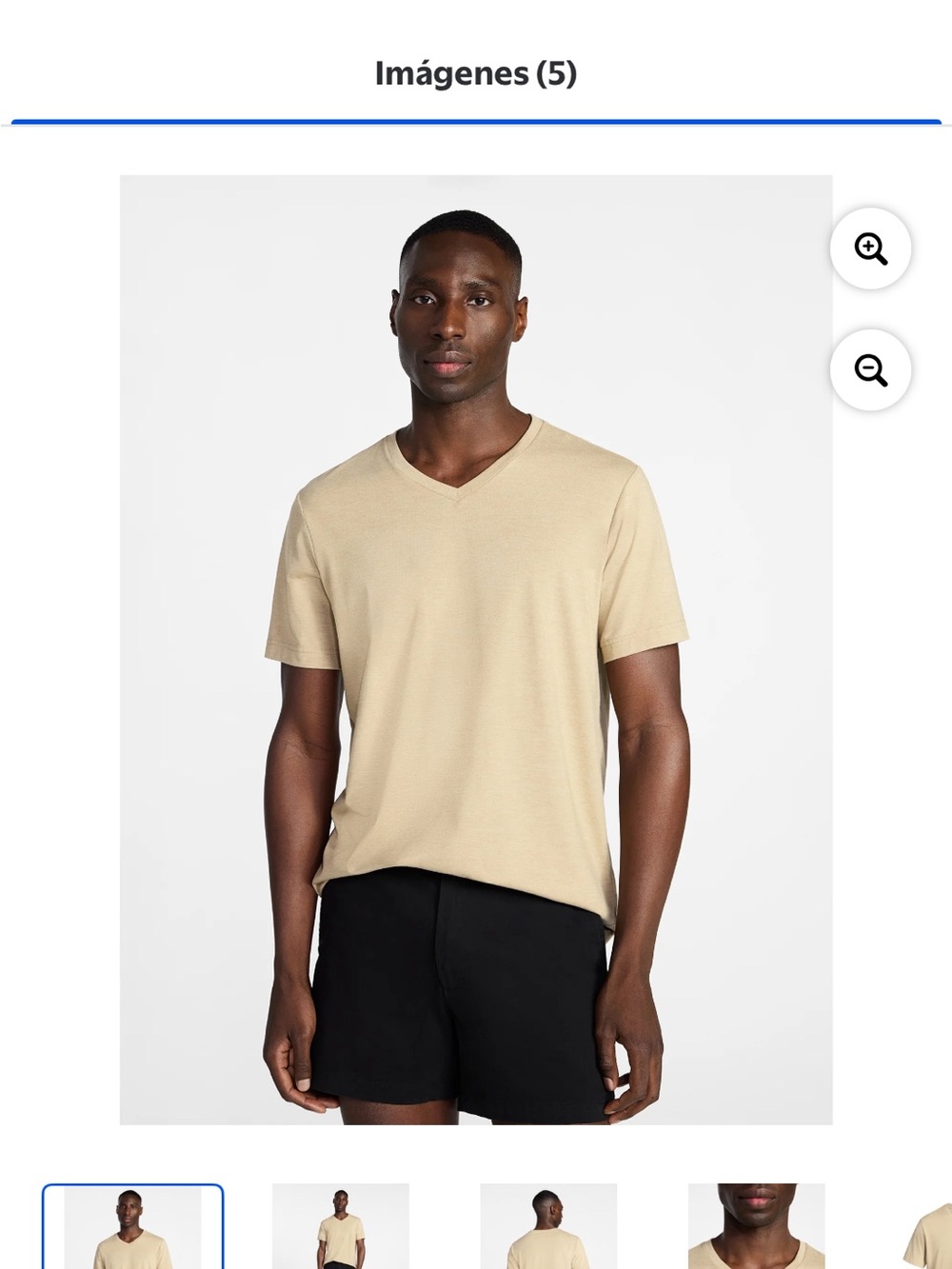 George Beige V‑Neck Short Sleeve Tee